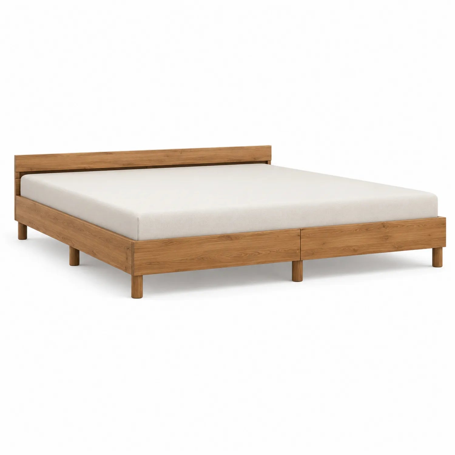 Cama doble de madera maciza de roble 200x160 cm