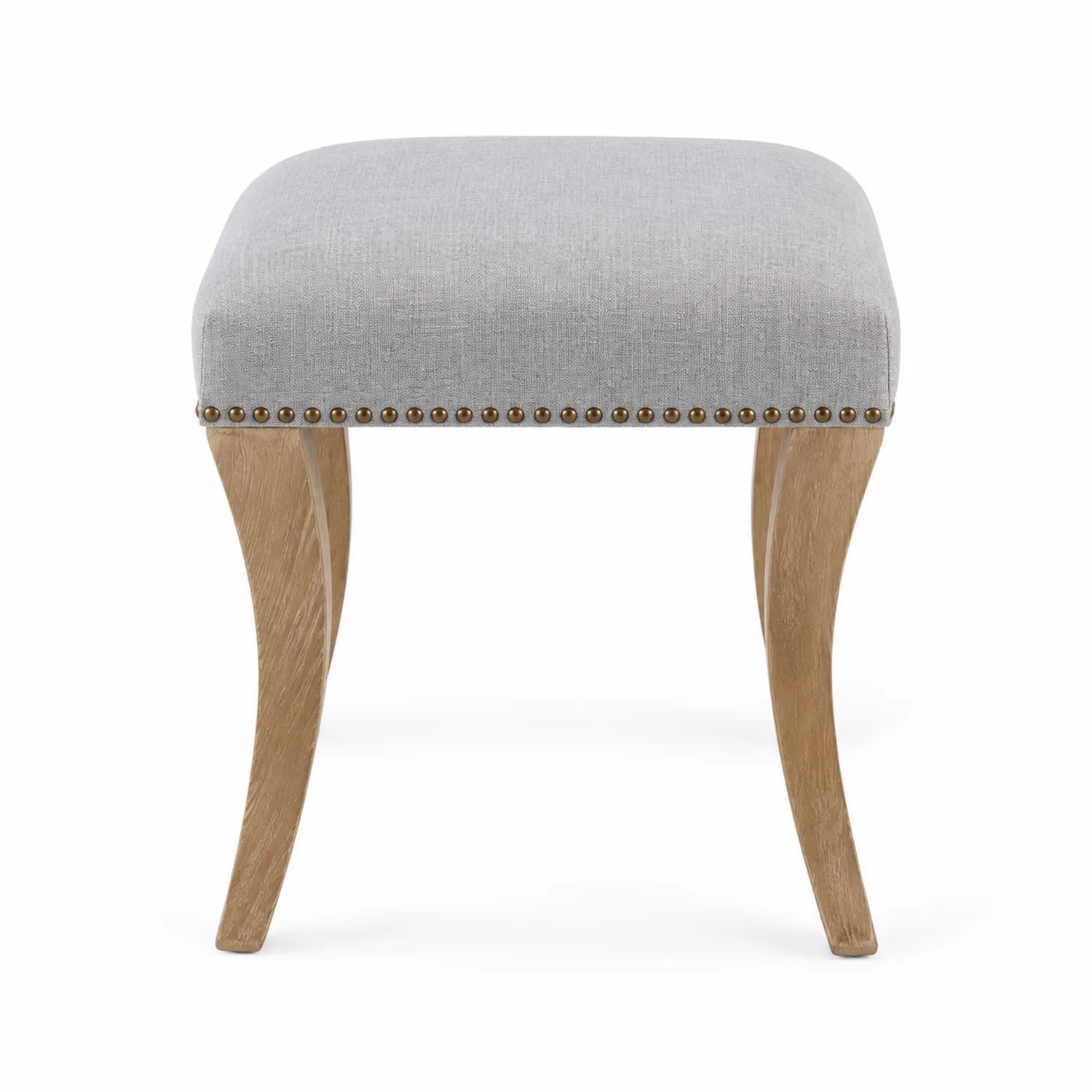 Reposapiés de lino gris con patas de madera 45x45x40 cm