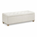 Banco de lino con almacenamiento Beige 120 cm x 40 cm x 45 cm