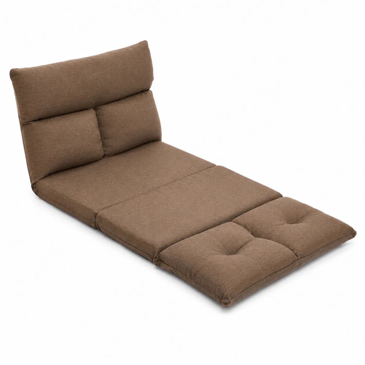 Sofá cama ajustable de tela marrón