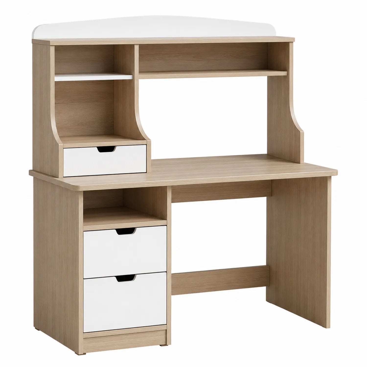 Escritorio de madera con estantería y cajones 120x60x140 cm
