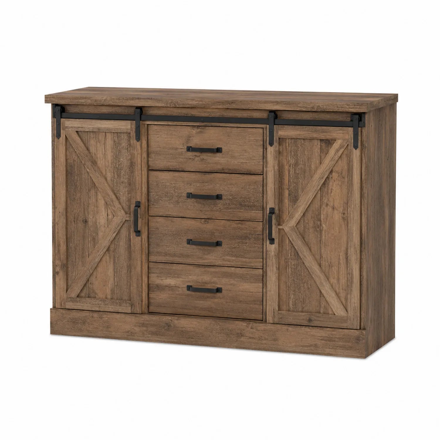 Aparador de Madera Maciza con Puertas Correderas y Cajones 150x40x85 cm