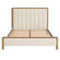 Cama de Madera con Tapicería de Poliéster Beige 200x160 cm