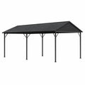 Pérgola de metal negro con techo a dos aguas de acero galvanizado 400x300 cm