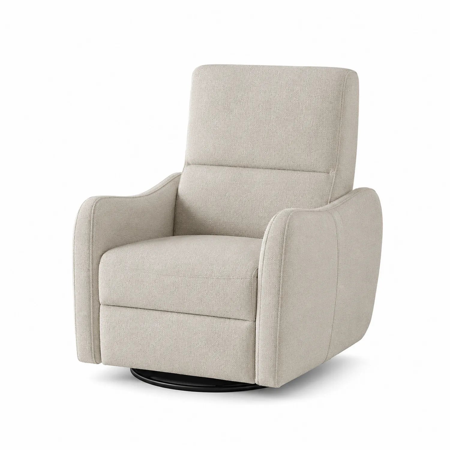 Sillón reclinable de poliéster beige con base giratoria 80 cm x 90 cm x 100 cm