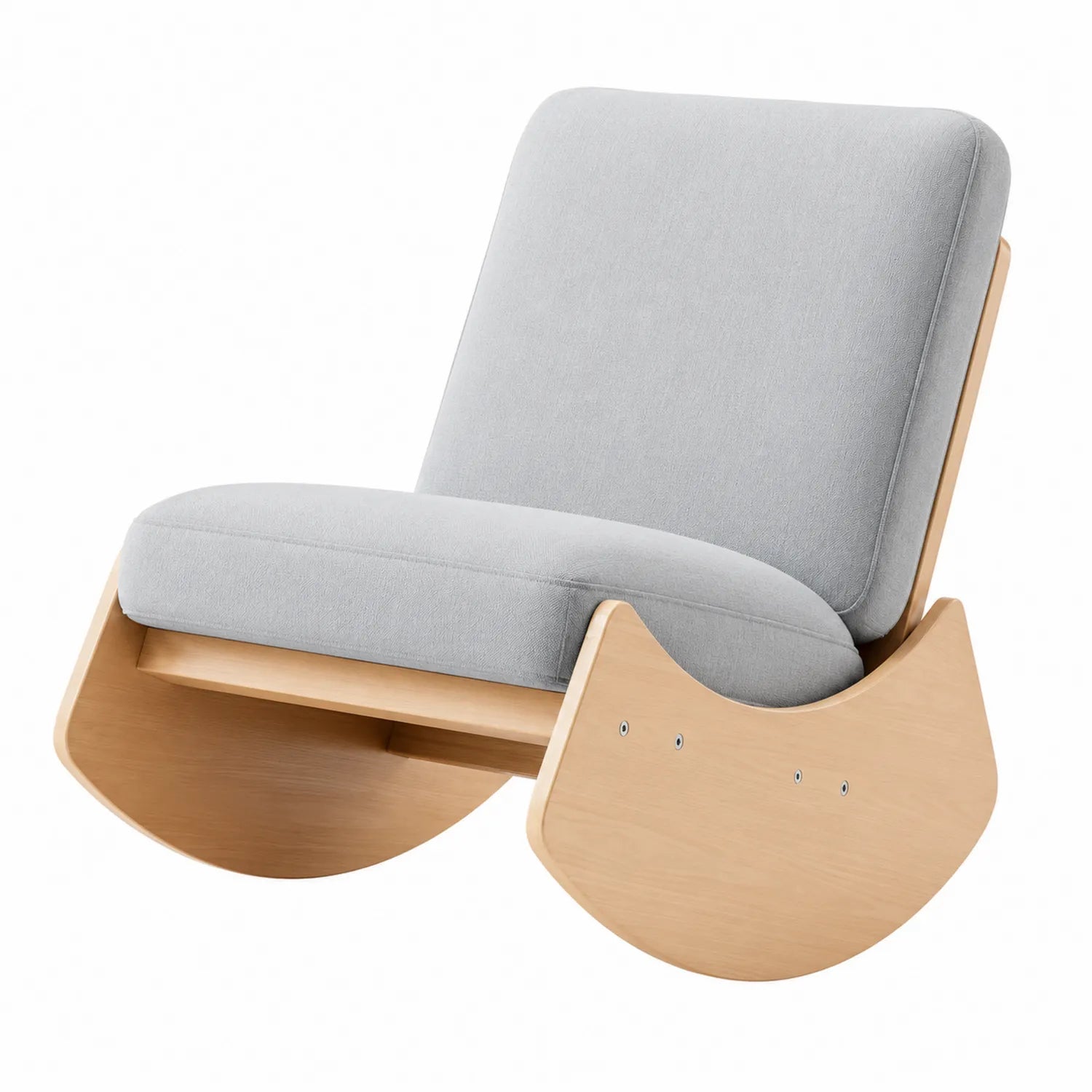Silla mecedora de madera con cojín de algodón gris