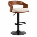 Silla giratoria de madera y metal con asiento de poliéster