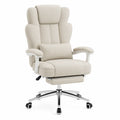 Silla de Oficina Tela Beige con Reposapiés y Apoyo Lumbar