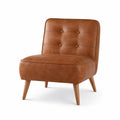 Silla tapizada de piel sintética marrón 75 cm x 65 cm x 80 cm