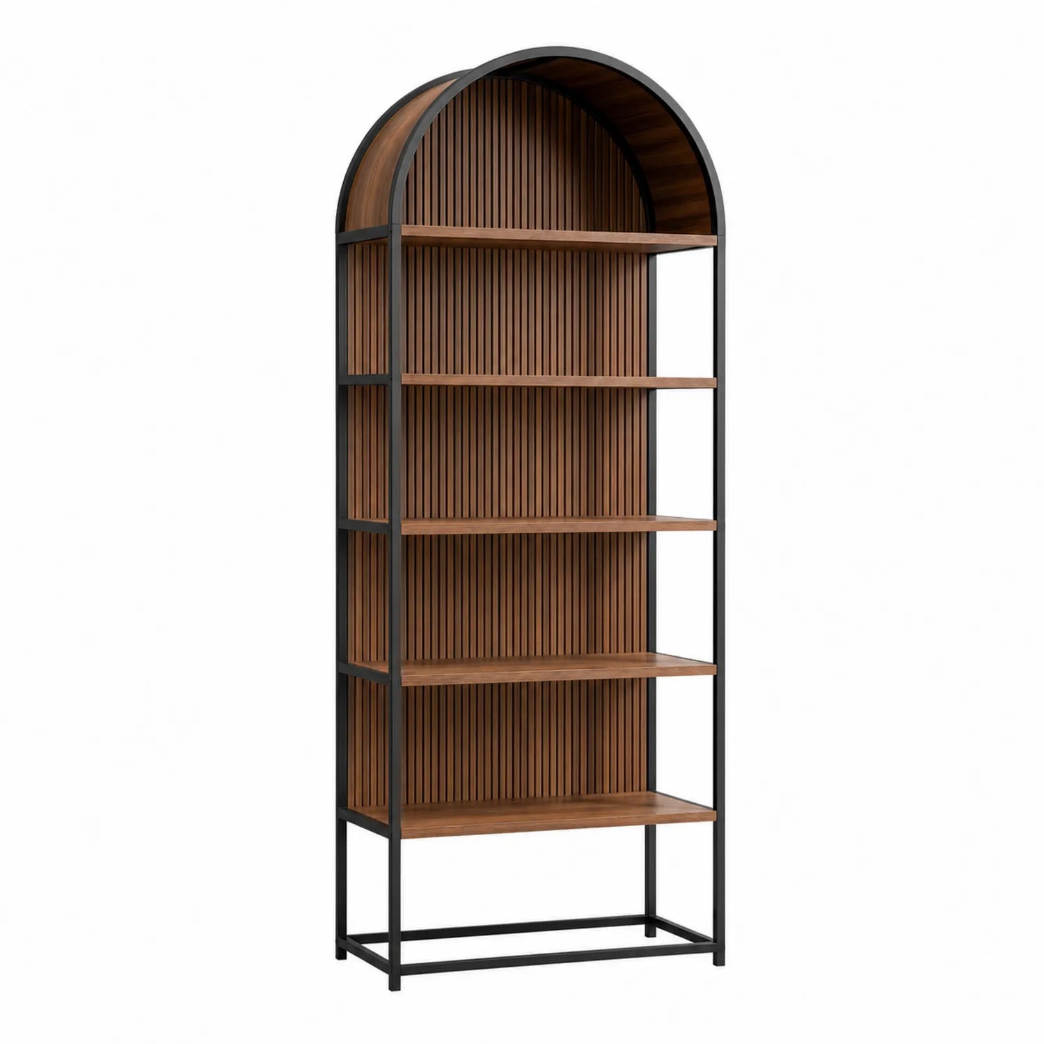 Estantería de Metal y Madera con 5 Niveles Arco 180x80x40cm Marrón y Negro