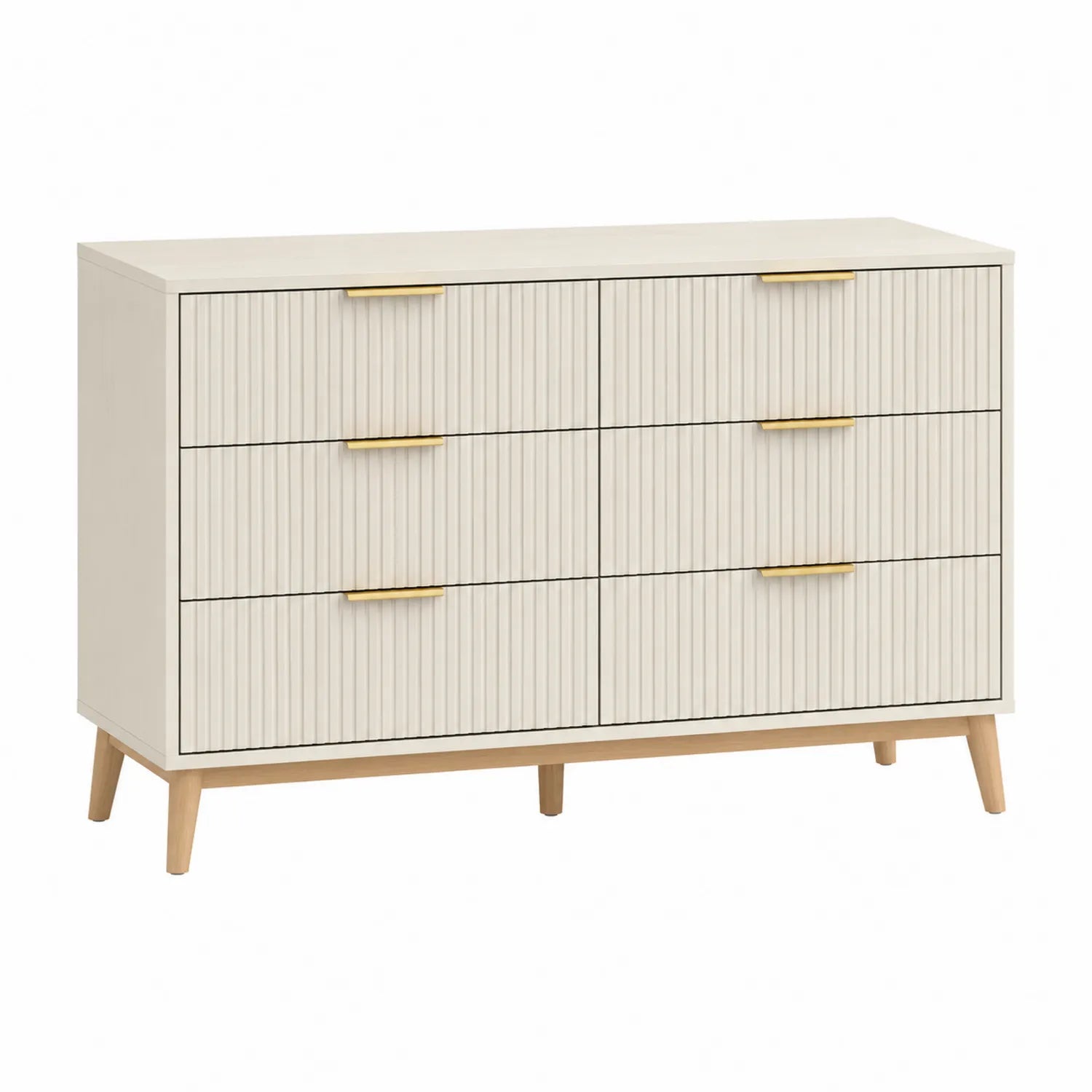 Cómoda de MDF con 6 Cajones Beige 120x40x75 cm