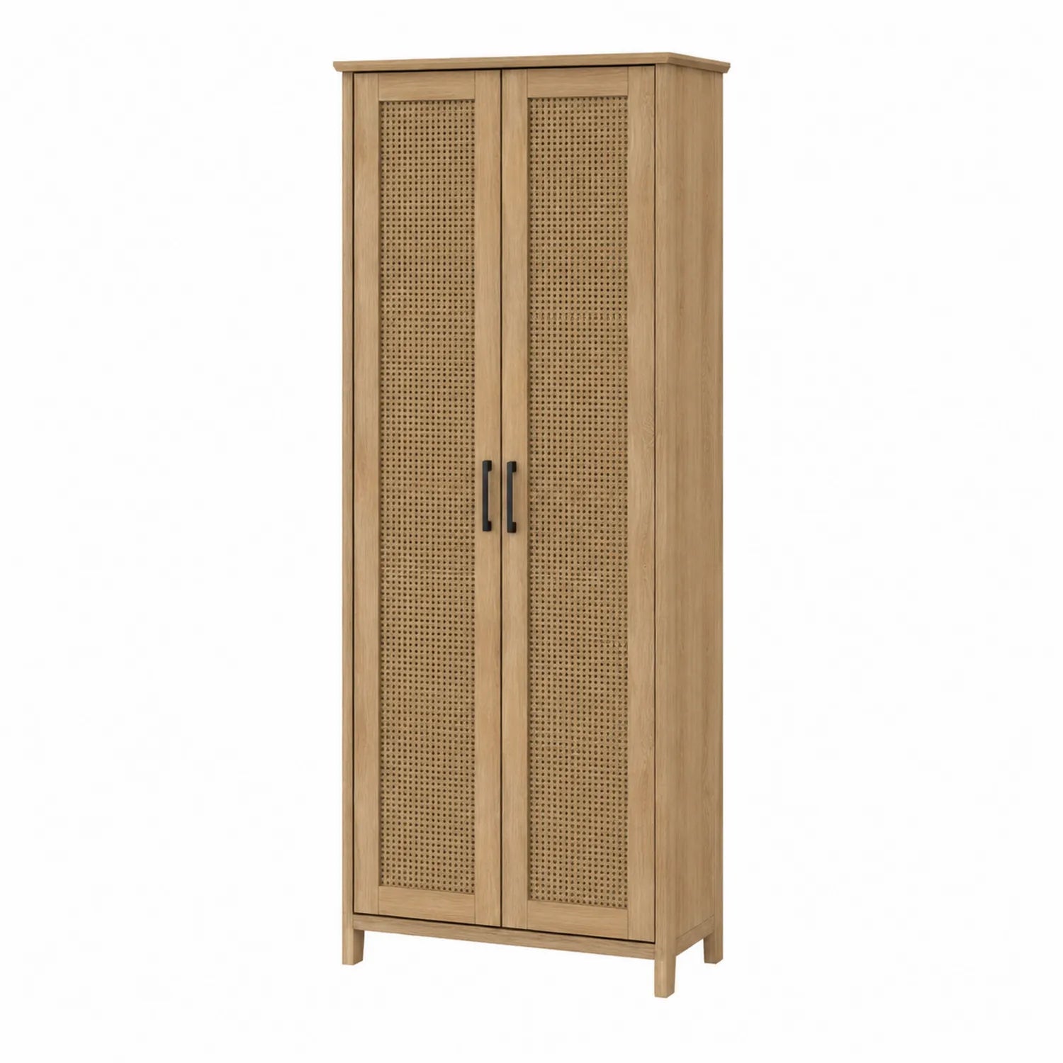 Armario de madera con puertas de ratán color Roble