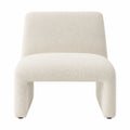Silla de salón de tejido boucle blanco, forma curva, 70x80x75 cm