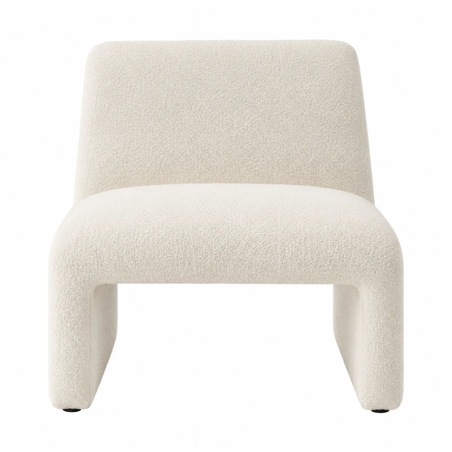 Silla de salón de tejido boucle blanco, forma curva, 70x80x75 cm