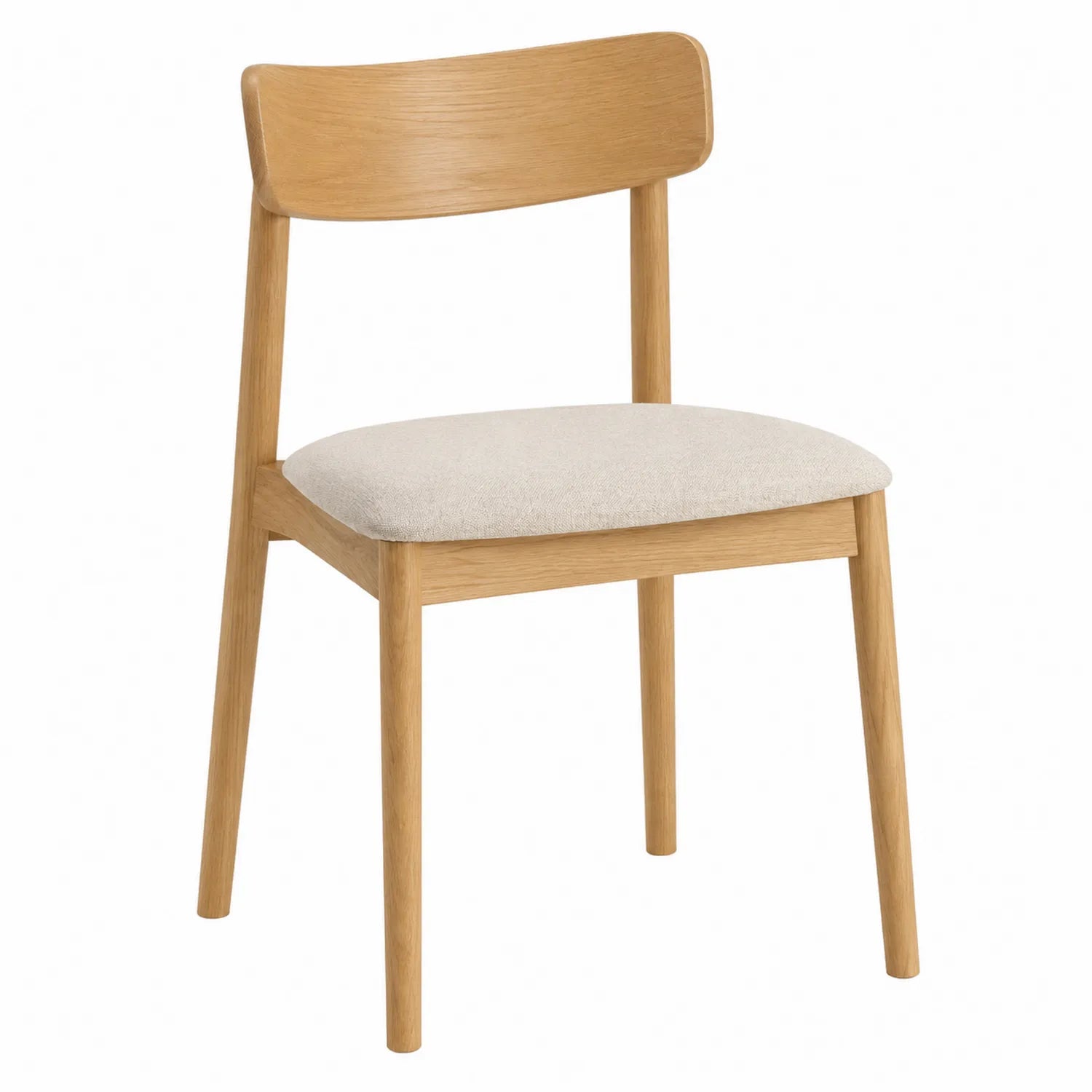 Silla de comedor de madera y lino beige