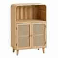Armario de madera y ratán con dos puertas 75x35x110 cm