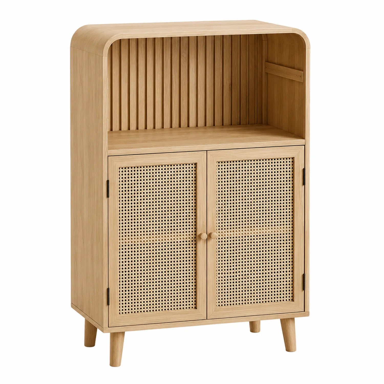 Armario de madera y ratán con dos puertas 75x35x110 cm