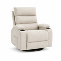 Sillón Reclinable Giratorio de Tela Beige con Portavasos