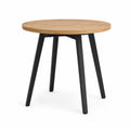 Mesa de comedor redonda de madera de roble y metal 90 cm