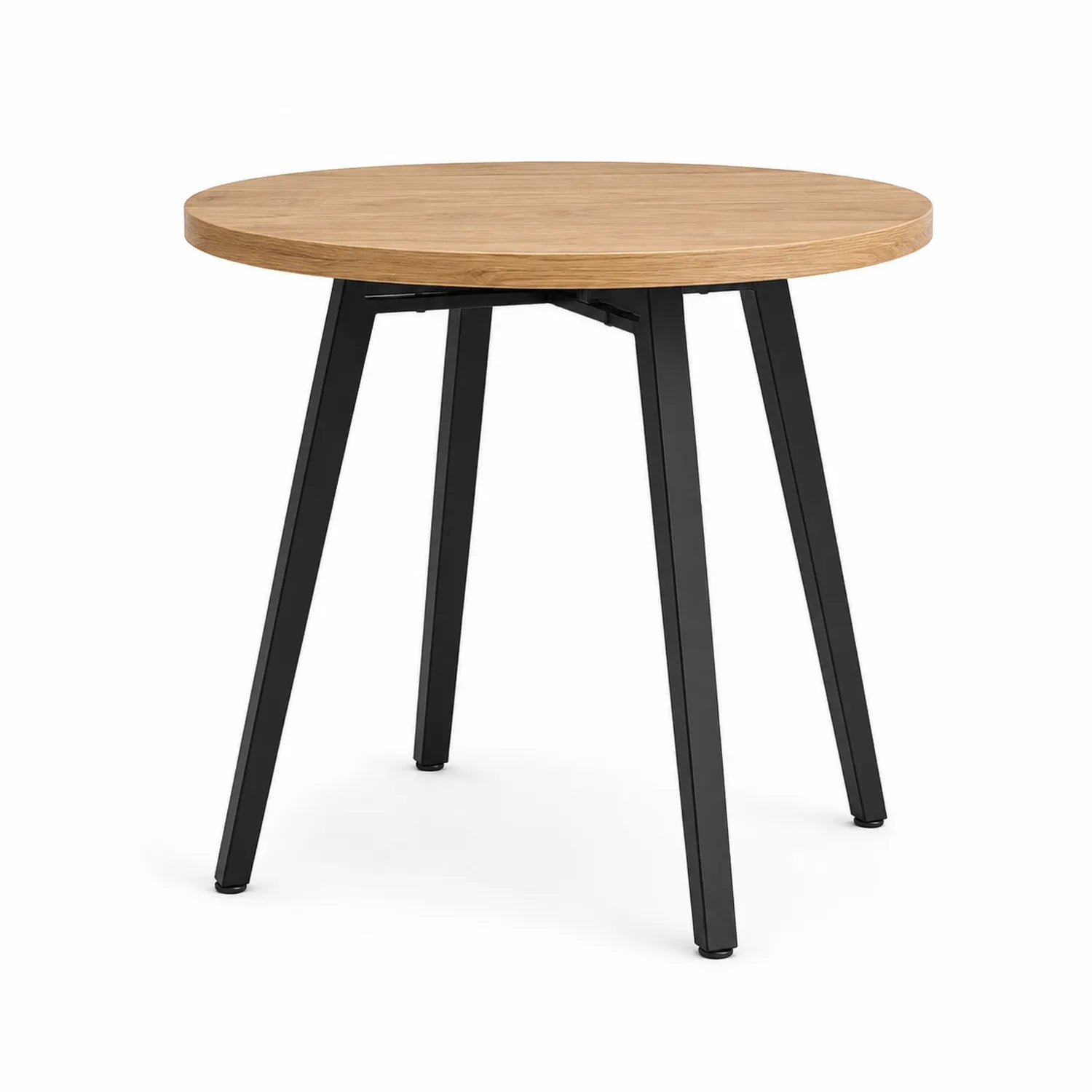 Mesa de comedor redonda de madera de roble y metal 90 cm