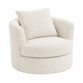 Silla giratoria redonda de poliéster crema