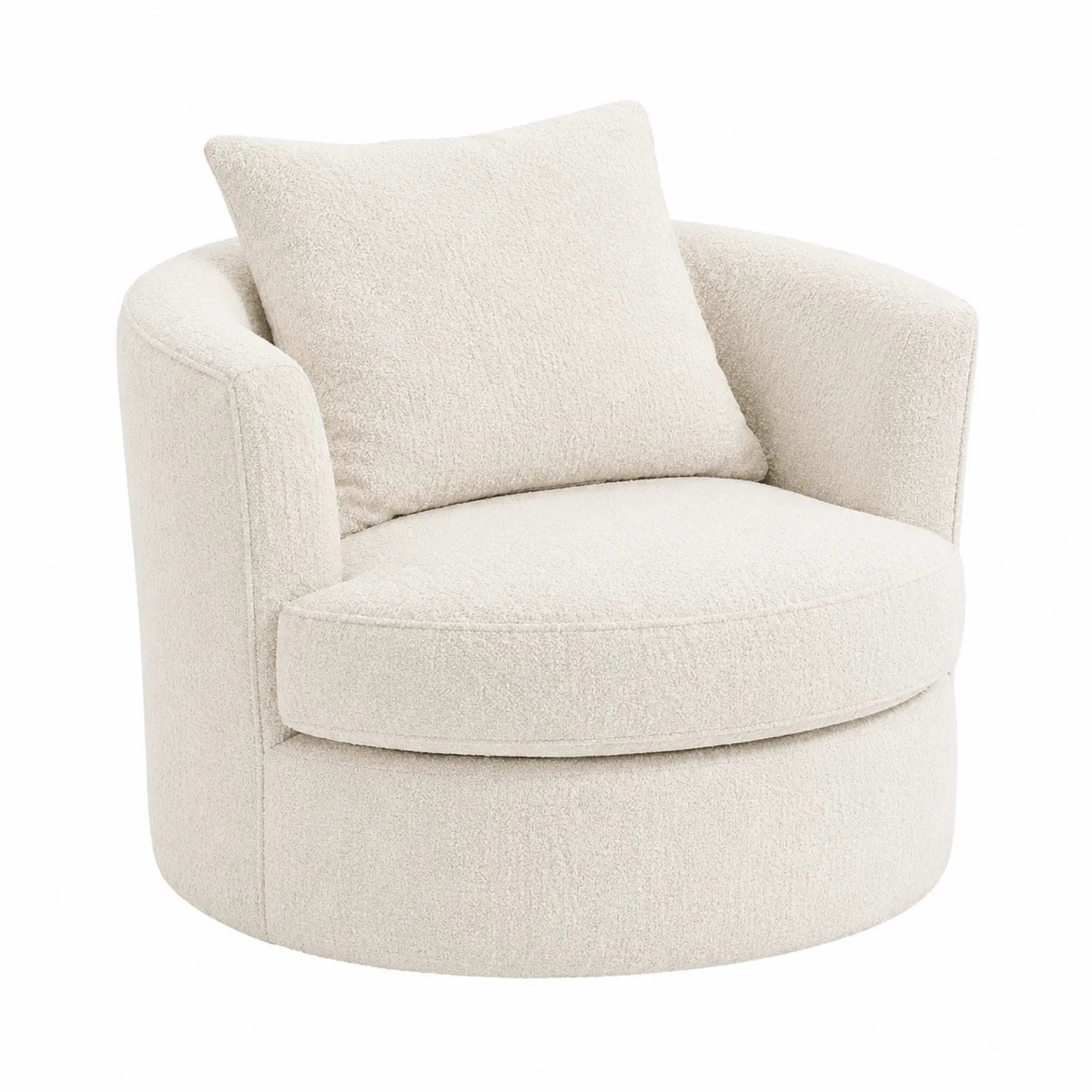 Silla giratoria redonda de poliéster crema
