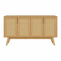 Aparador de Madera y Ratán 4 Puertas 150x40x80 cm
