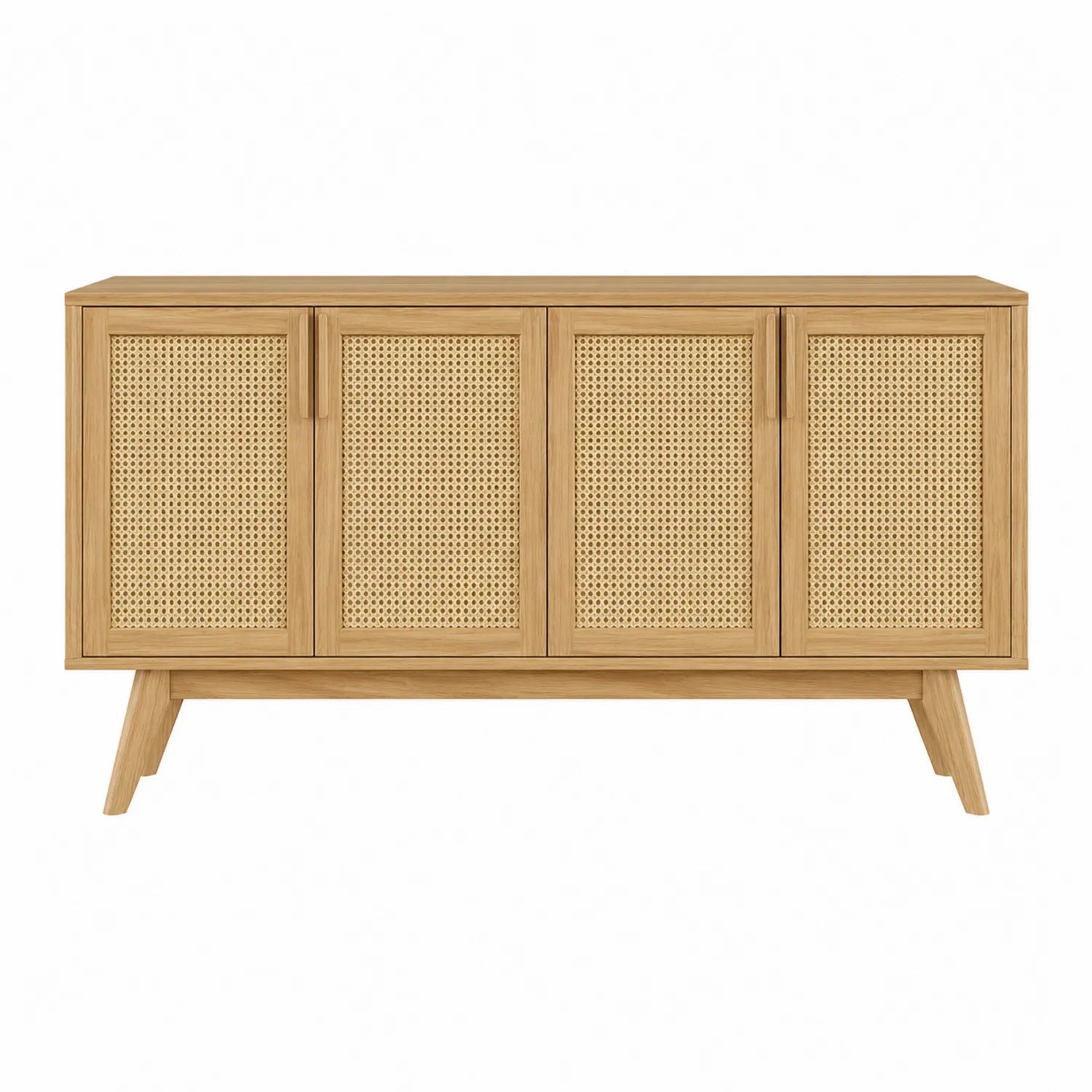 Aparador de Madera y Ratán 4 Puertas 150x40x80 cm