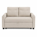 Sofá cama de tela beige con almacenamiento 190x90x85 cm