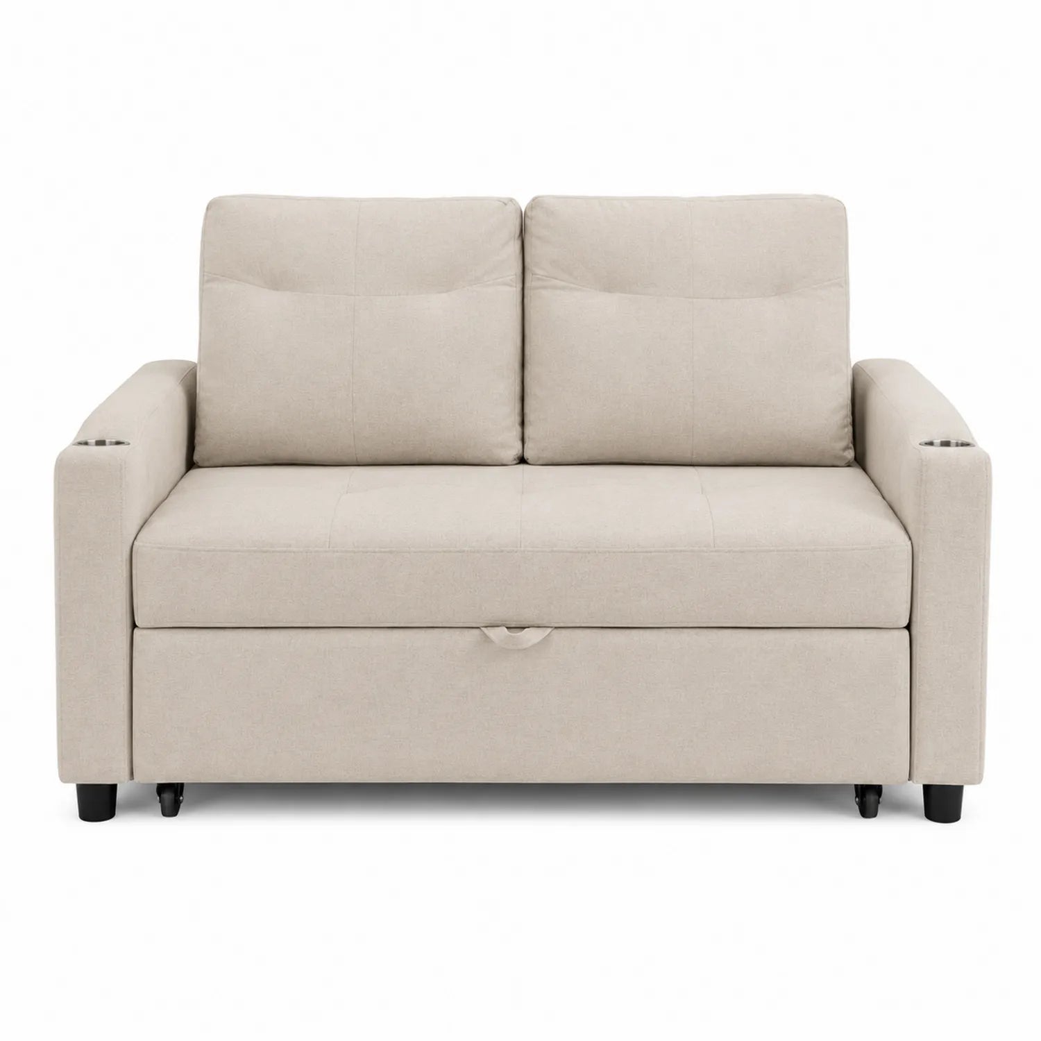 Sofá cama de tela beige con almacenamiento 190x90x85 cm