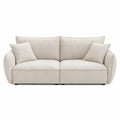 Sofá de Tela Beige con Cojines 200x85x90 cm