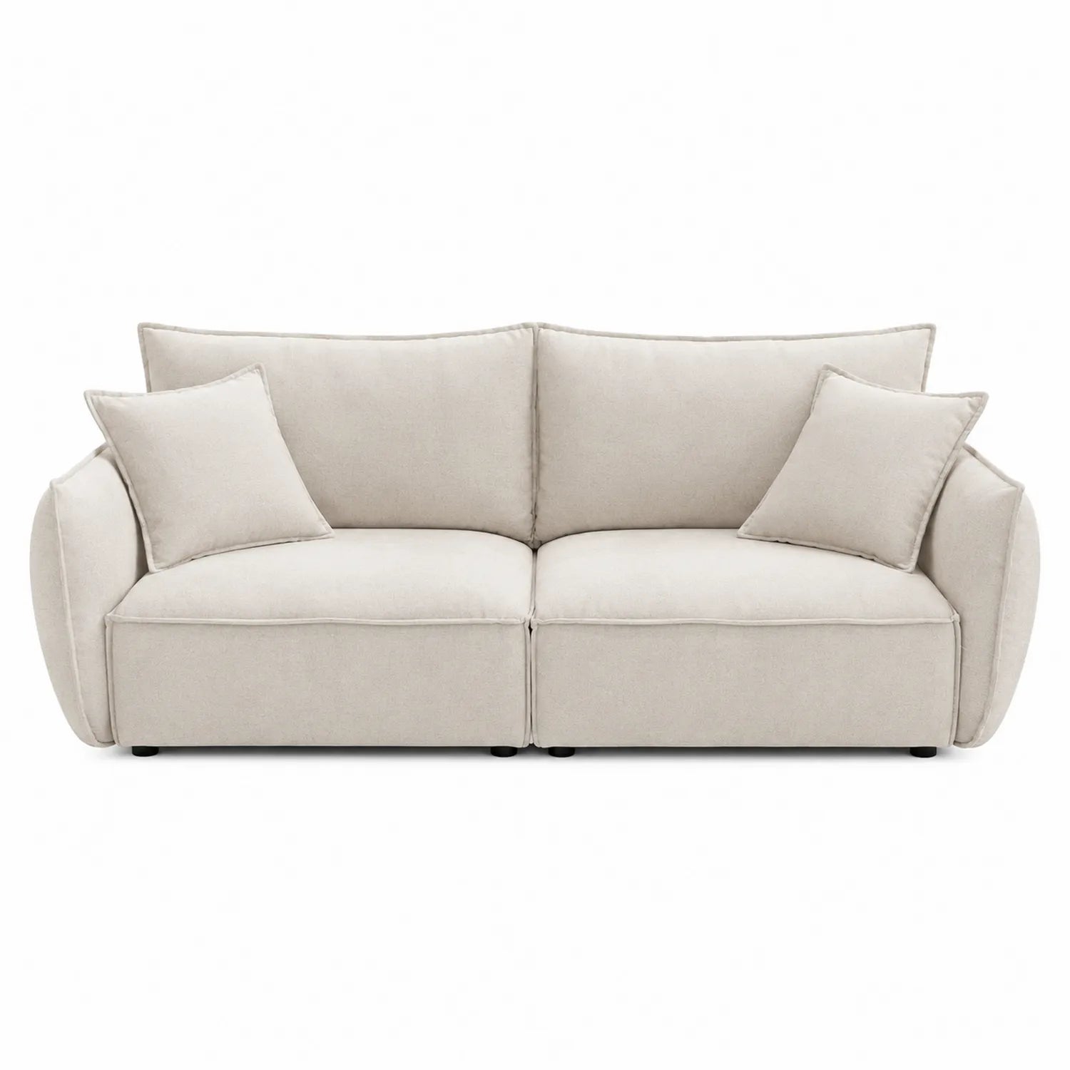 Sofá de Tela Beige con Cojines 200x85x90 cm