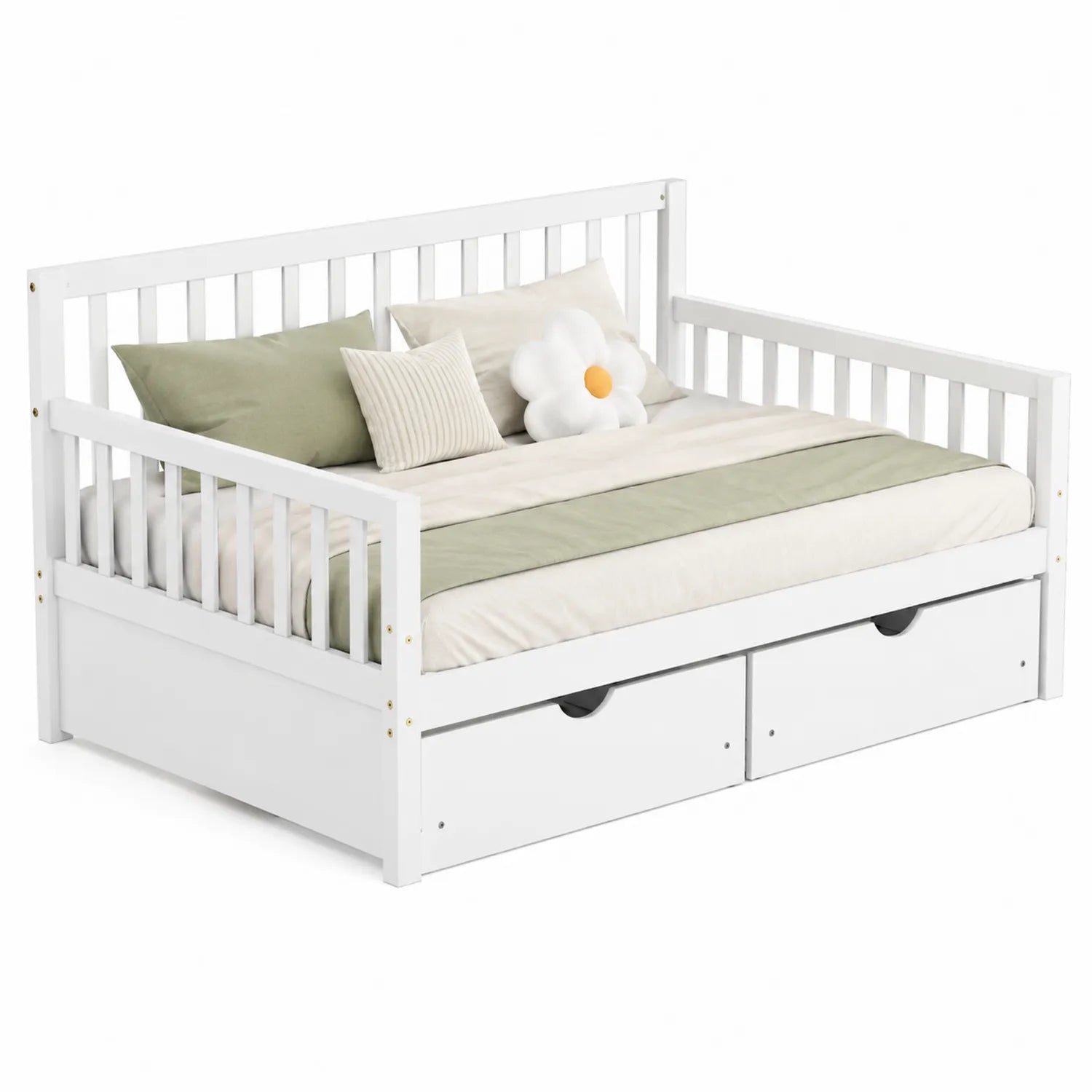 Cama nido de madera blanca con cajones 200x90 cm