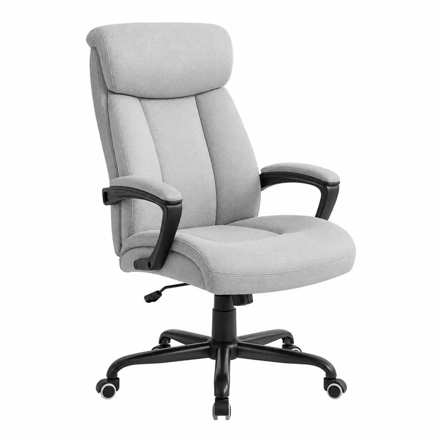 Silla de oficina de tela poliéster gris con base de metal ajustable