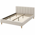 Cama de plataforma tapizada beige con cabecera acolchada 200x150 cm