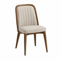 Silla de comedor de madera de haya con tapizado de poliéster beige