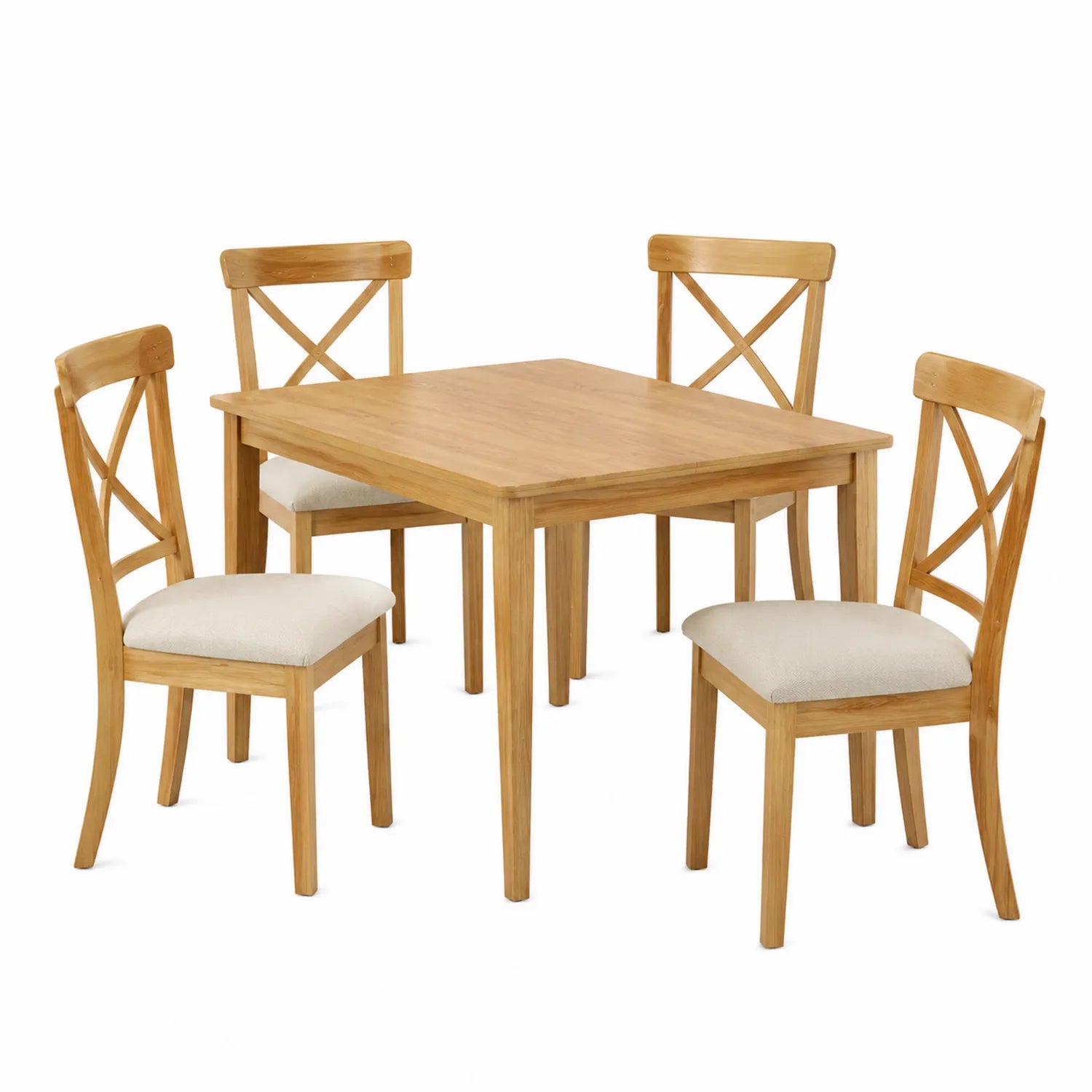 Juego de comedor de 5 piezas de madera con tapizado beige