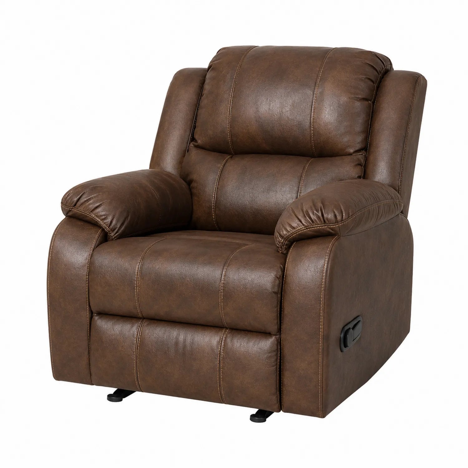 Sillón reclinable de cuero sintético marrón