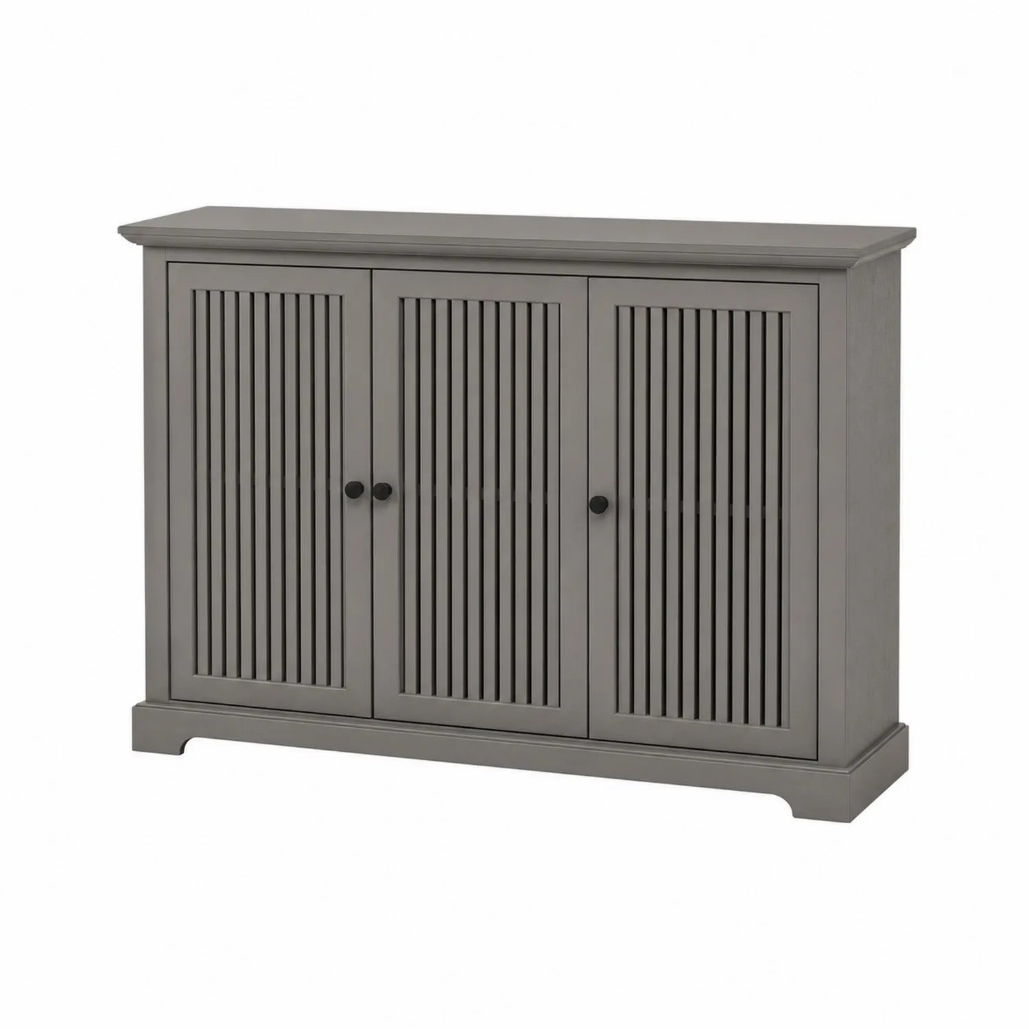 Aparador de Madera Maciza Gris con 3 Puertas