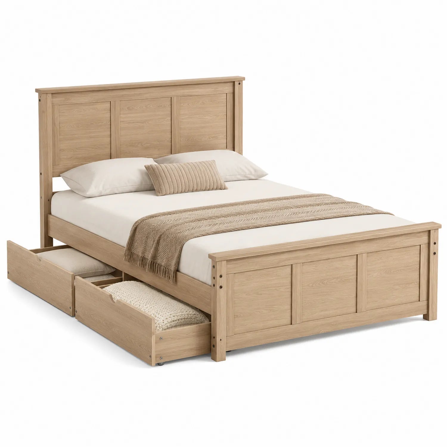 Cama de madera de roble con almacenamiento 200x150 cm