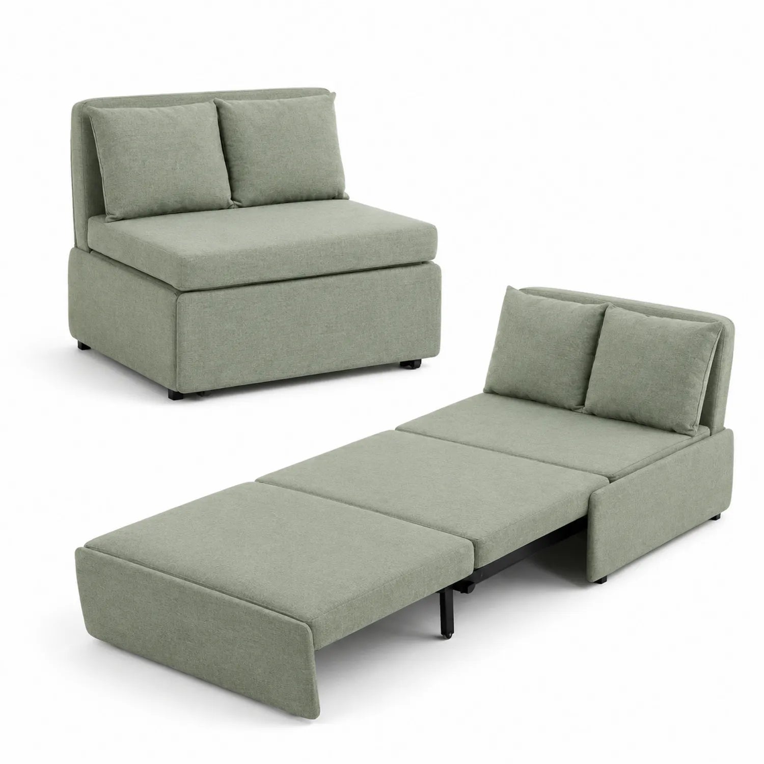 Sofá Cama Individual Tela Verde 190cm