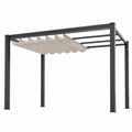 Pérgola de Metal con Techo Retráctil Beige 300x400x250 cm