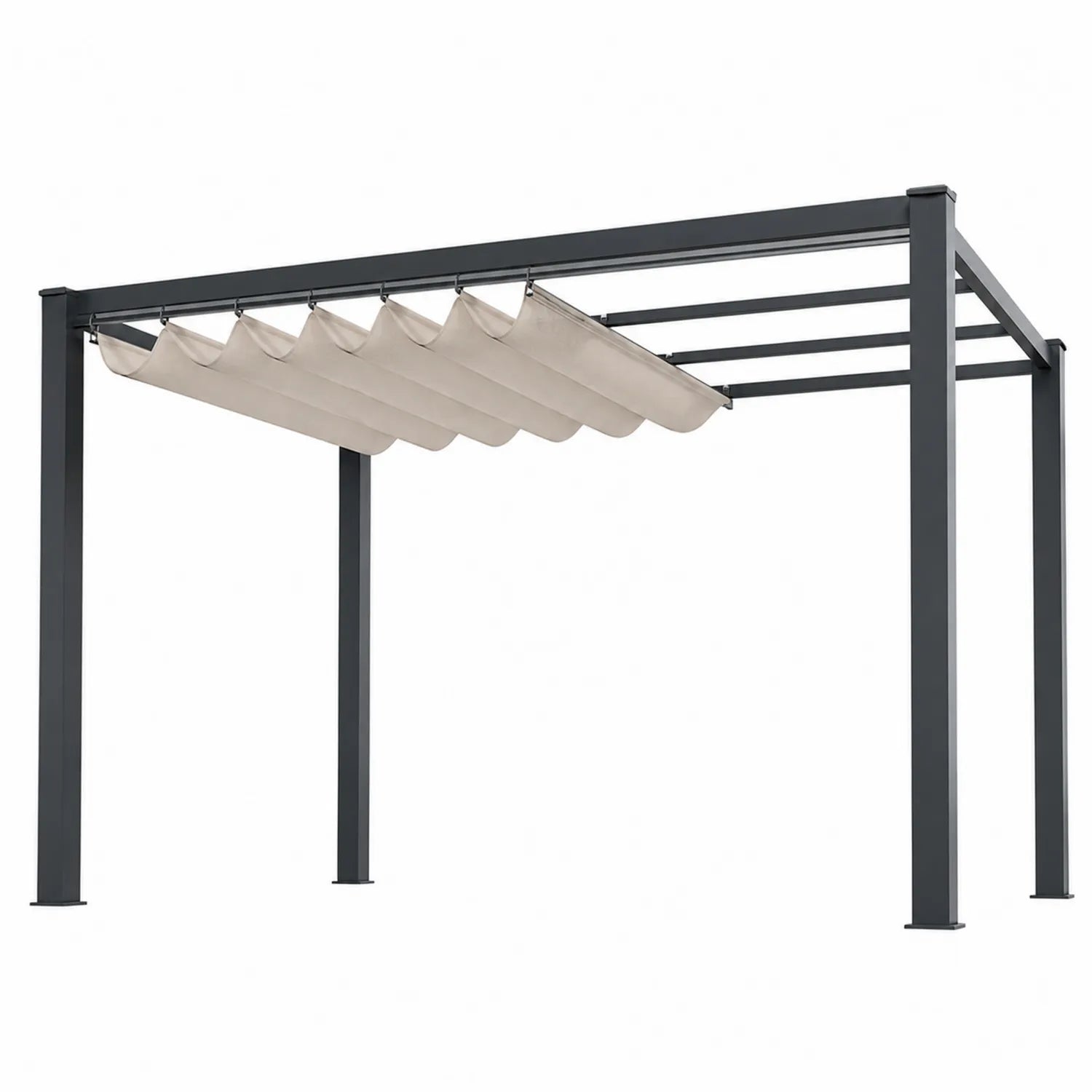Pérgola de Metal con Techo Retráctil Beige 300x400x250 cm