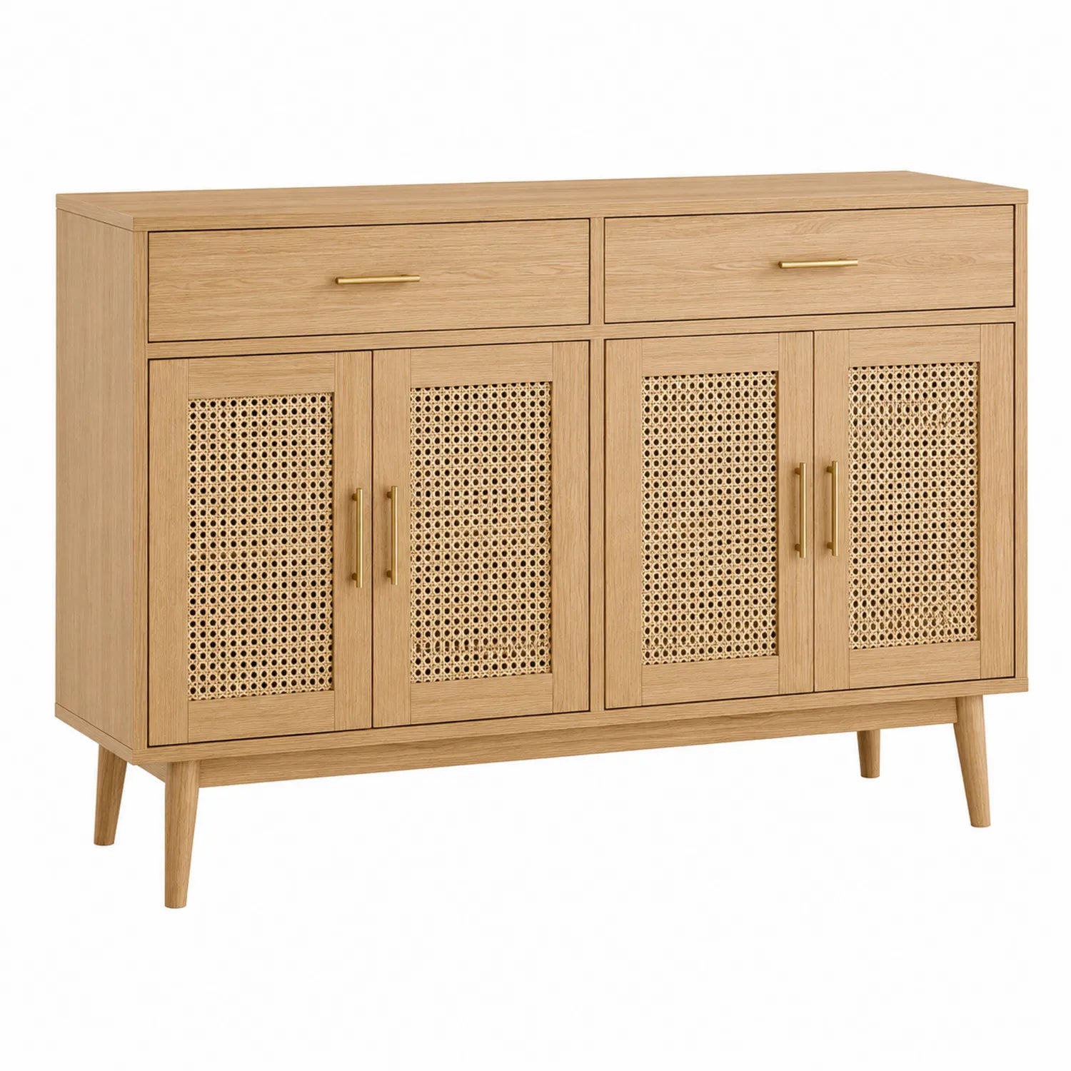 Aparador de madera con puertas de ratán