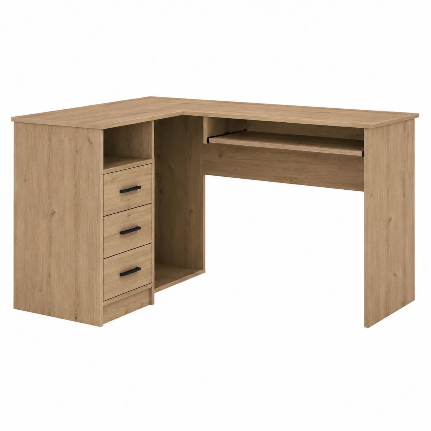 Escritorio en L de Madera con 3 Cajones y Estante 120x75x90 cm