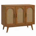 Aparador de madera con puertas de rejilla de ratán 120x40x80 cm
