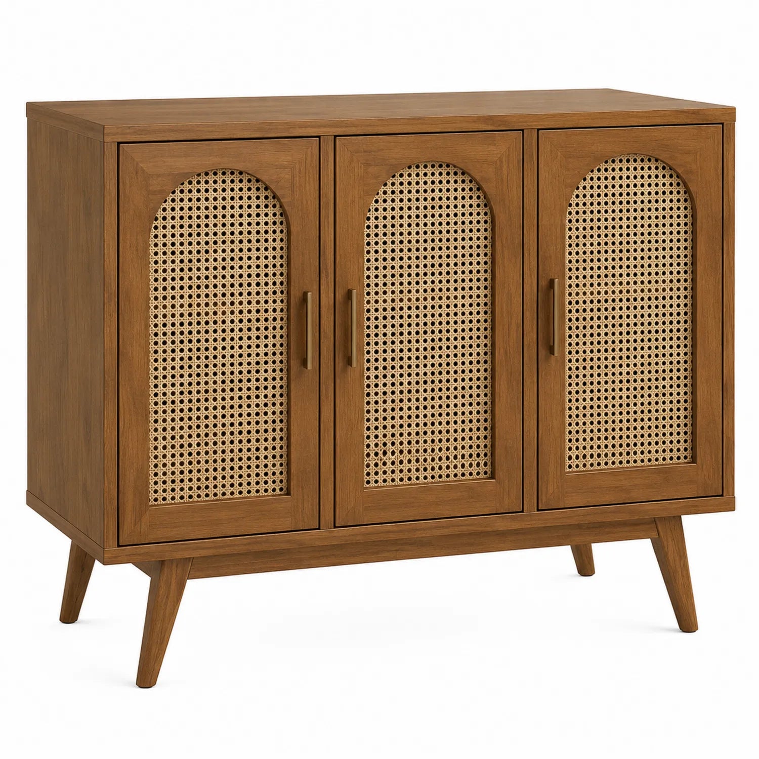 Aparador de madera con puertas de rejilla de ratán 120x40x80 cm