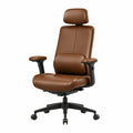 Silla de oficina de cuero sintético marrón con altura ajustable