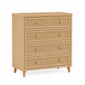 Cómoda de Madera y Ratán con 5 Cajones 100x80x40 cm