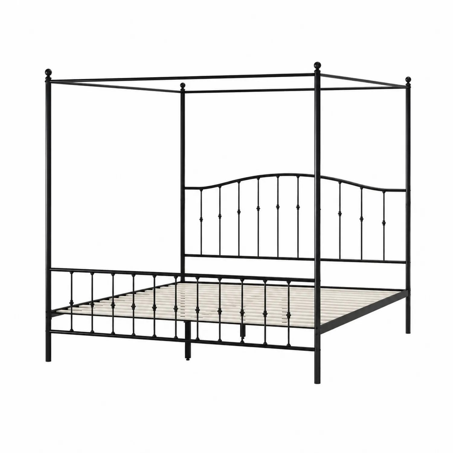 Cama dosel de metal negro 200x160 cm